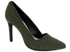Alice + Olivia Women's Dina Pumps Kid Suede Green Gold EU 36 US Size 6 M