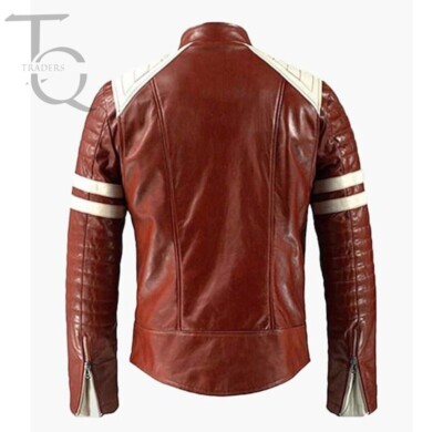 Men's Brad Pitt Fight Club FC Tyler Durden Mayhem Red Leather