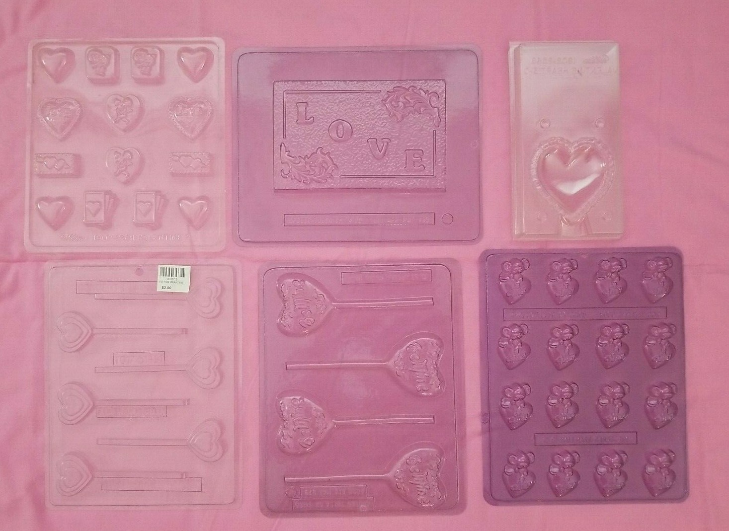 Valentines Day Themed Chocolate Candy / Soap Molds Lollipop - Pre Owned Lot of 6