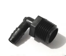 (4) Four 1/2" NPT x 3/8" Hose ID Black HDPE Plastic Elbow Adapter Fitting