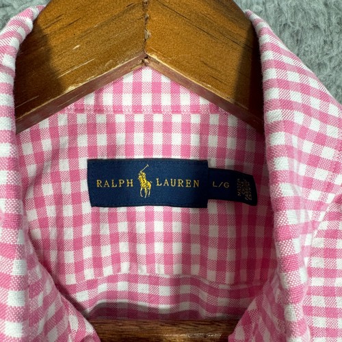 Polo Ralph Lauren Shirt Boys Pink Gingham Check Button Down Short Sleeve Large - Picture 5 of 11