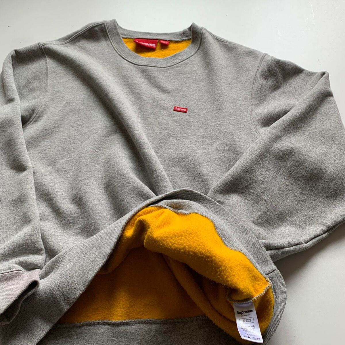 Supreme Embroidered Mini Box Logo Crewneck Men's Medium Gray Supreme Embroidered Mini Box Logo Crewneck Men's Medium Gray