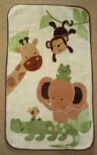 Little Bedding By NoJo Luxury Plush Throw Blanket Monkey Elephant Giraffe Baby