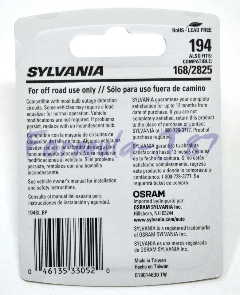 Sylvania LED Light 194 T10 White 6000K Bulb Interior Step Door Replacement A - Image 3 of 4