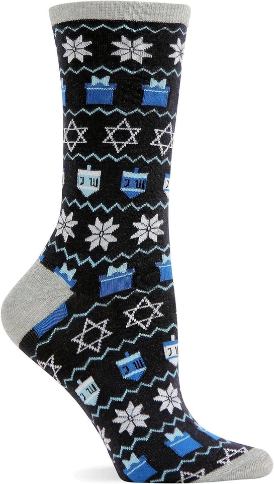 Calcetín Hot Sox ESF16233 Unisex Hanukkah Presents Crew, Azul Marino Talla OS Foto 3 de 3