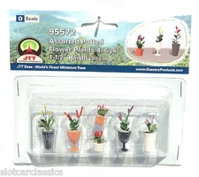 JTT SCENERY 95572 ASSORTED POTTED FLOWER PLANTS 4  O SCALE  1 1/2" HIGH   6/PK