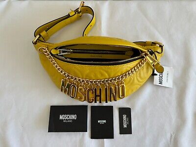SS21 Moschino Couture Jeremy Scott Yellow Leather Fanny Pack SS21 Moschino Couture Jeremy Scott Yellow Leather Fanny Pack