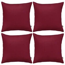 4-Pack 100% Cotton Comfortable Solid Decorative 20x20inch/50x50cm Wine Red