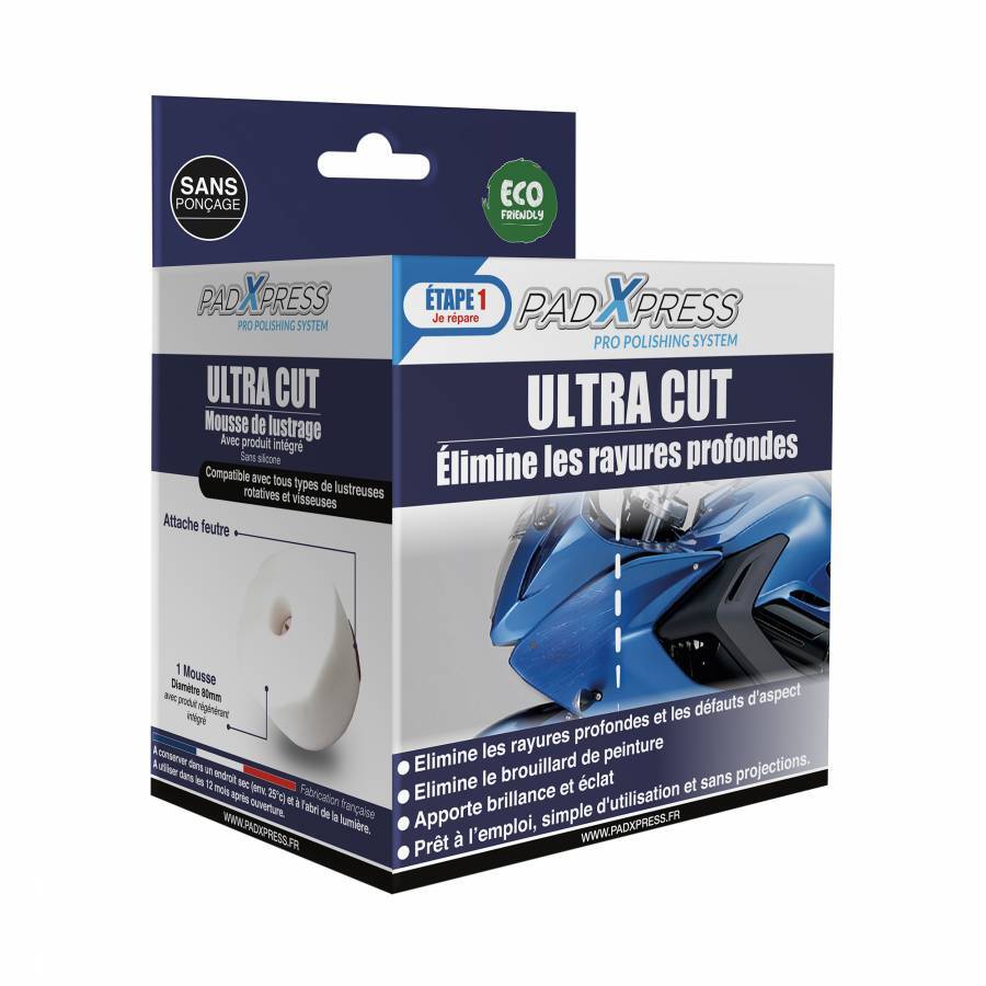 Efface rayure moto Mecacyl PadXpress Ultra Cut traitement carrosserie anti-rayure