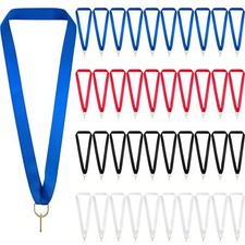 40 Pcs Award Ribbon Lanyards Medal Ribbons with Snap Clip Flat Neck Award Rib...