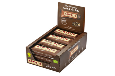 SONDERPREIS! RAW BITE Bio Riegel: CACAO, (12 x 50 g) - Karton beschädigt