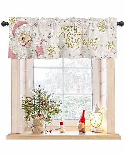 Christmas Valance for Windows Curtains 54"W x 18"L (Pack of 1) Santa Claus