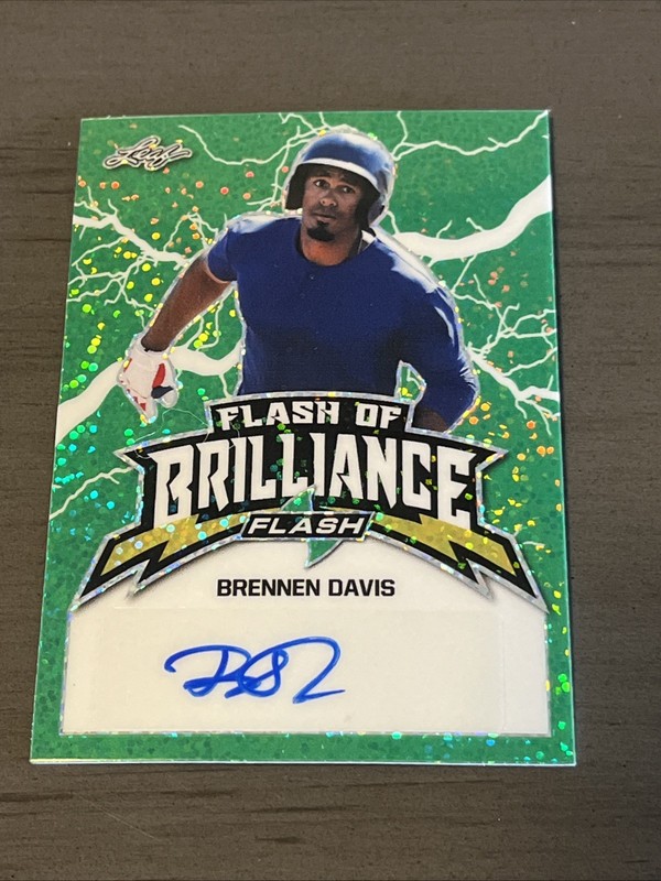 2020 Leaf Flash Flash of Brilliance Green /25 Auto Brennen Davis RC Mariners