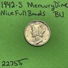 1942 S Mercury Dime 10c Gem BU Full Bands Uncirculated 90% Silver See Pictures