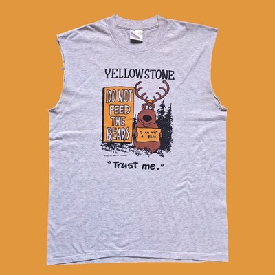Yellowstone Park Tank Top Vintage 90s T Shirt Oneita Gr. L Single Stitch Bears 