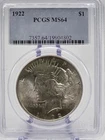 1922 $1 Peace Silver Dollar MS64 PCGS Nice 64 Grade 🇺🇸 ✌️ 🇺🇸