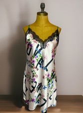 Victoria's Secret Lingerie Satin Slip Dress Pink Colorful Floral Love Medium