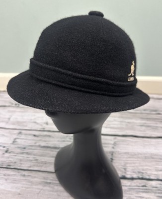 Vintage Kangol Bermuda Casual Hat Black Winter Wool Cap Preppy Sz Medium