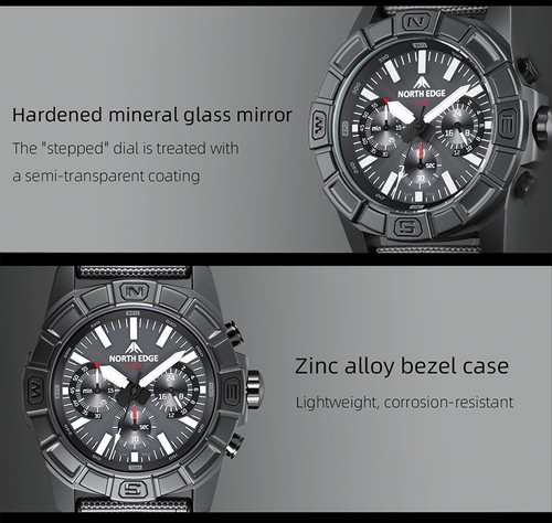NORTH EDGE BLAZE EDC Gear Solar Power Outdoor Sports Watch Luminous Men's Watch - Picture 18 of 18