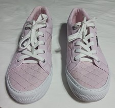 GUESS Women's Loven Sneakers IN Ligjt Pink/Purple Guilted Faux Leather Upper