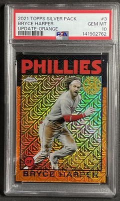 Bryce Harper 2021 Topps Silver Pack 1986 Orange Refractor #/25  #86BC-20 PSA 10