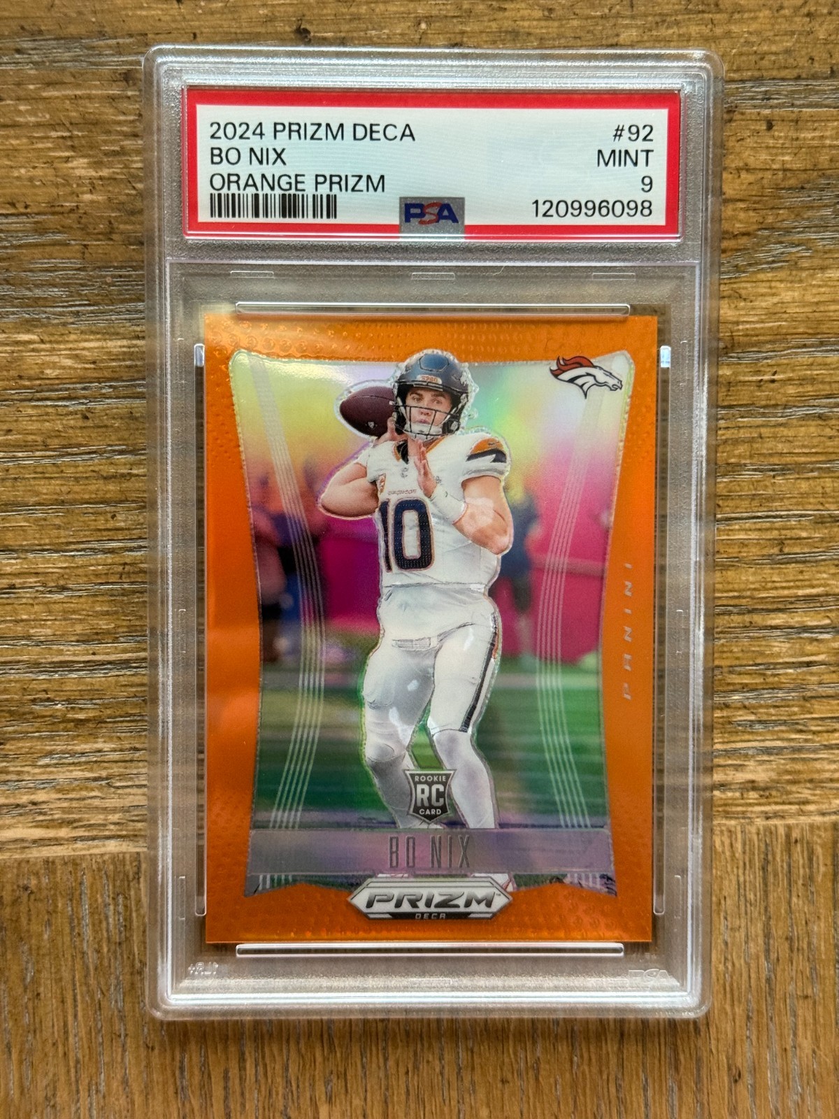 2024 Prizm Deca Bo Nix Orange PRIZM Rookie #26/49 PSA 9 ( LOW POP)