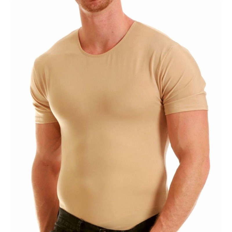 Mens Insta Slim TS0001 Slimming Compression Crew Neck T-Shirt NEW SIZE 2XL NUDE