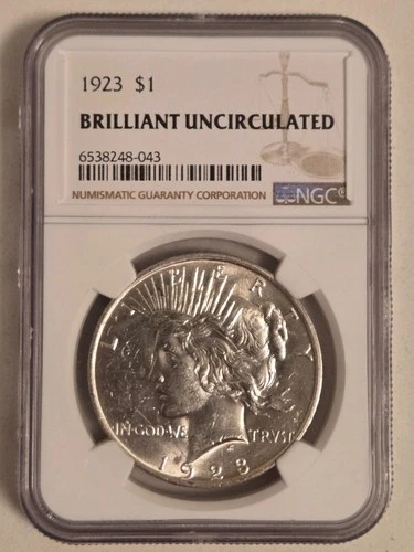 NGC BU 1923 Peace Dollar