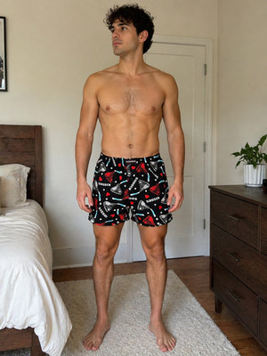 Hershey's Kisses Men's Boxer Shorts Black Red Heart Print Cotton