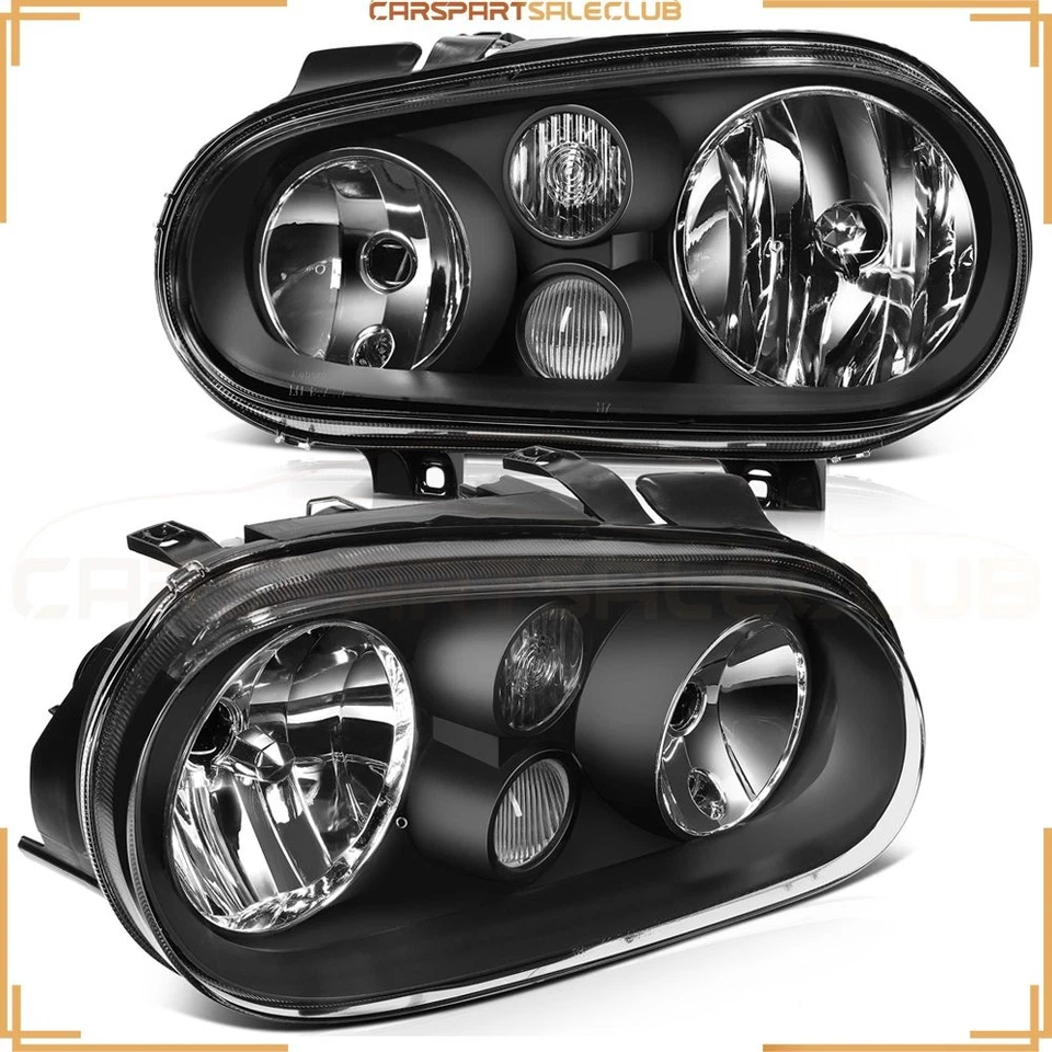 Pair Headlights Assembly For 1999-2006 Volkswagen Golf 2.0L l4 LH+RH Black Set - Изображение 4 из 4