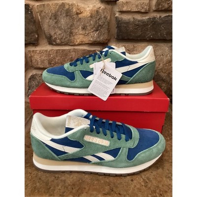 Reebok Classic Leather Unisex Blue Green Chalk Running Shoes 100245034 M10 W11.5