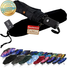 Travel Umbrella Windproof Automatic UV Protection Black Compact