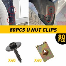 Car Screw Fender Metal Body Bumper Retainer U Nut Clips Gasket Fastener 80PCS