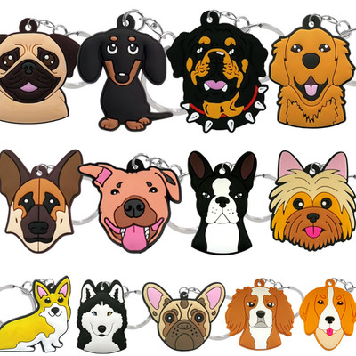 Hund Schlüsselanhänger Tier Haustier süß PVC Geschenk Hunde Mops Bulldogge Retriever Doggy