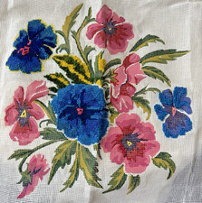 Vintage Bucilla 60092 Started Floral Needlepoint CANVAS ONLY for Pillow Cover