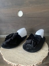 Victoria's Secret Black Faux Fur Bow Slip-On Women's Slippers SIZE LARGE
