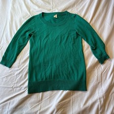 J. Crew Green Crew Neck Sweater 100% Merino Wool