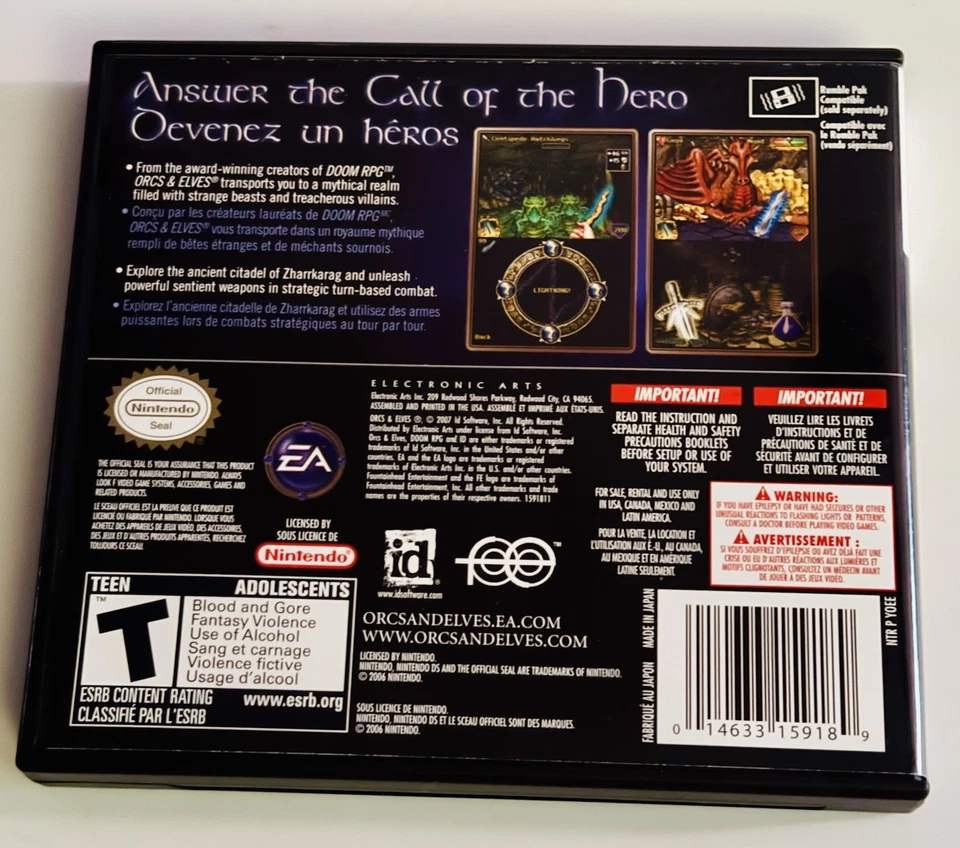 Orcs and Elves Nintendo DS 2007 Fantasy CIB con manual Foto 4 de 4