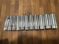 Snap-On Tools 11-Piece 1/2” Drive 7/16”-1-1/16 SAE Deep Socket Set Snapon Tool