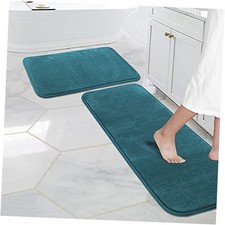 Kitchen Mat Set of 2 Memory Foam Set 47" x 17" Plus 24" x 17" Dark Teal