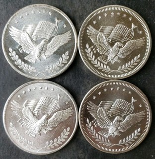 Lotto di quattro tondi unità commerciali in argento da 1 oz