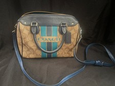coach purse brand new, brown, teal and navy b...