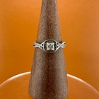 Vintage 925 Sterling Silver CZ Ring Asscher Cut Marcasites Signed SUN Size 9.25