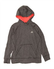 ADIDAS Womens Climawarm Hoodie Jumper UK 12 Medium Grey Polyester KM03