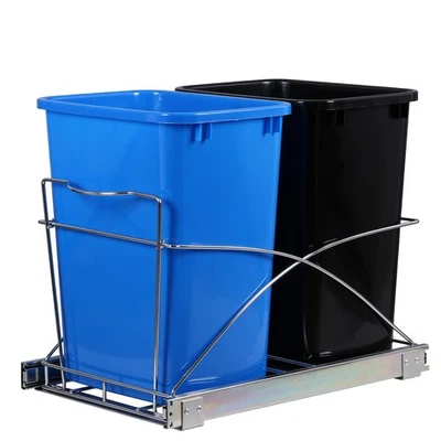 イマン ポワージュブルー トラッシュ缶 Blue Metal Household Trash