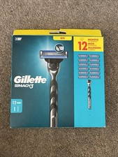 Gillette Mach3 Razor 12 Cartridges + Handle New 100% Genuine UK
