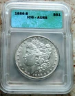 1886-S Morgan Silver Dollar ICG AU-58 Bright Luster.