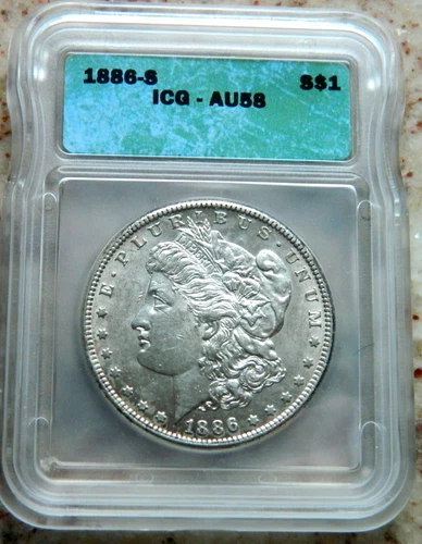 1886-S Morgan Silver Dollar ICG AU-58 Bright Luster.