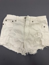 AERO Aeropostale Women's Size 2 White High Rise Cutoff Denim Shorty Jean Shorts