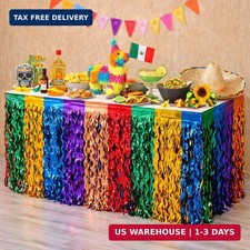 Cinco De Mayo Decorations - 2 Pack Table Skirts for Fiesta Party Decoratio
